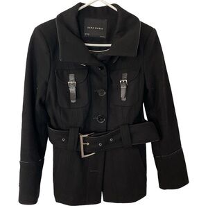 Zara Basic Black Wool Blend Peacoat medium